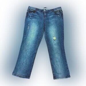 Women’s Blue Distressed Crop Jeans
